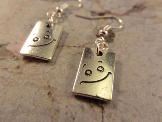 Preview: Smilie Ohrringe Vintage Optik Smile Gesicht Face